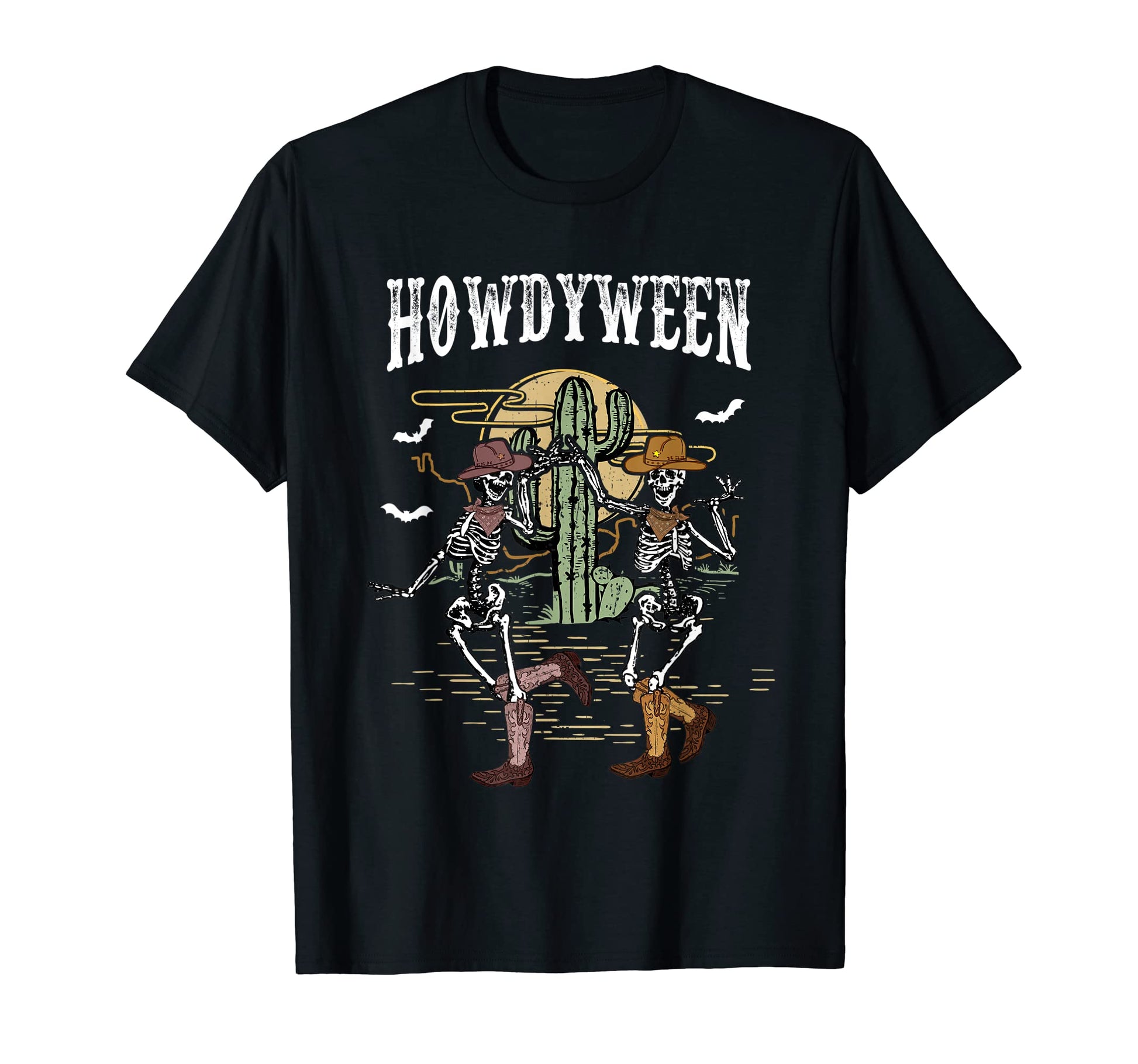 Howdy Desert Dancing Skeleton Cowboy Boots T-Shirt - Trendy Graphic Unisex - T-Shirt, Sweatshirt, Hoodie