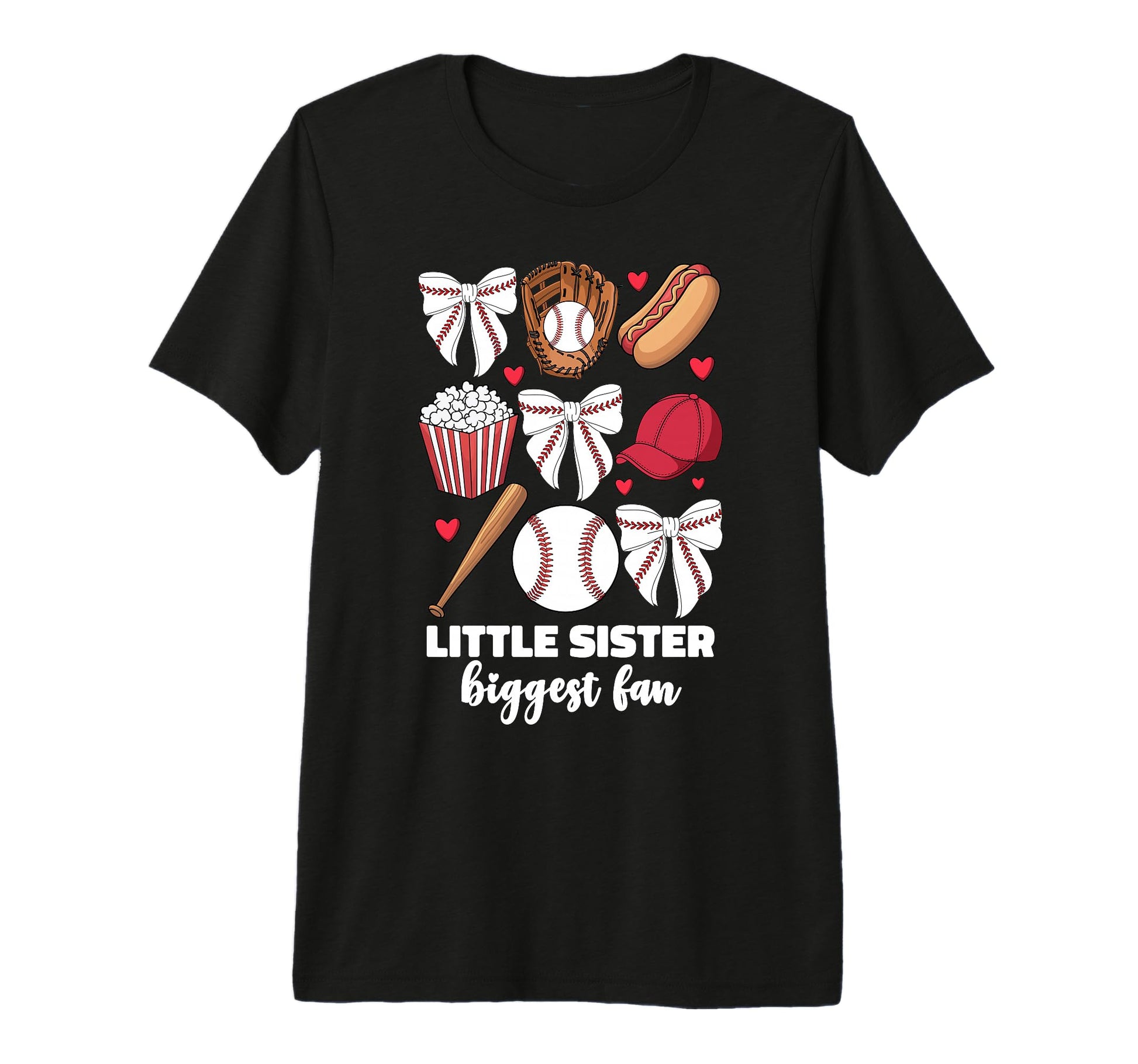 Little Sister Biggest Fan Baseball T-Shirt - Fun Novelty Design Men Women - T-Shirt, Sweatshirt, Hoodie