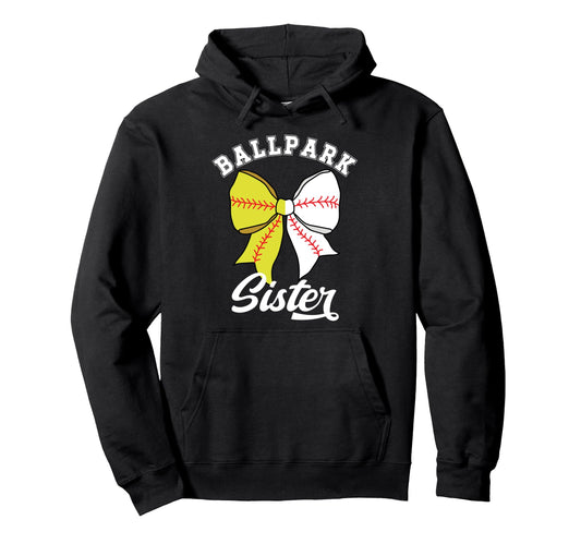 Ballpark Sister Coquette Baseball Hoodie - Aesthetic Graphic Men Women - T-Shirt, Sweatshirt, Hoodie