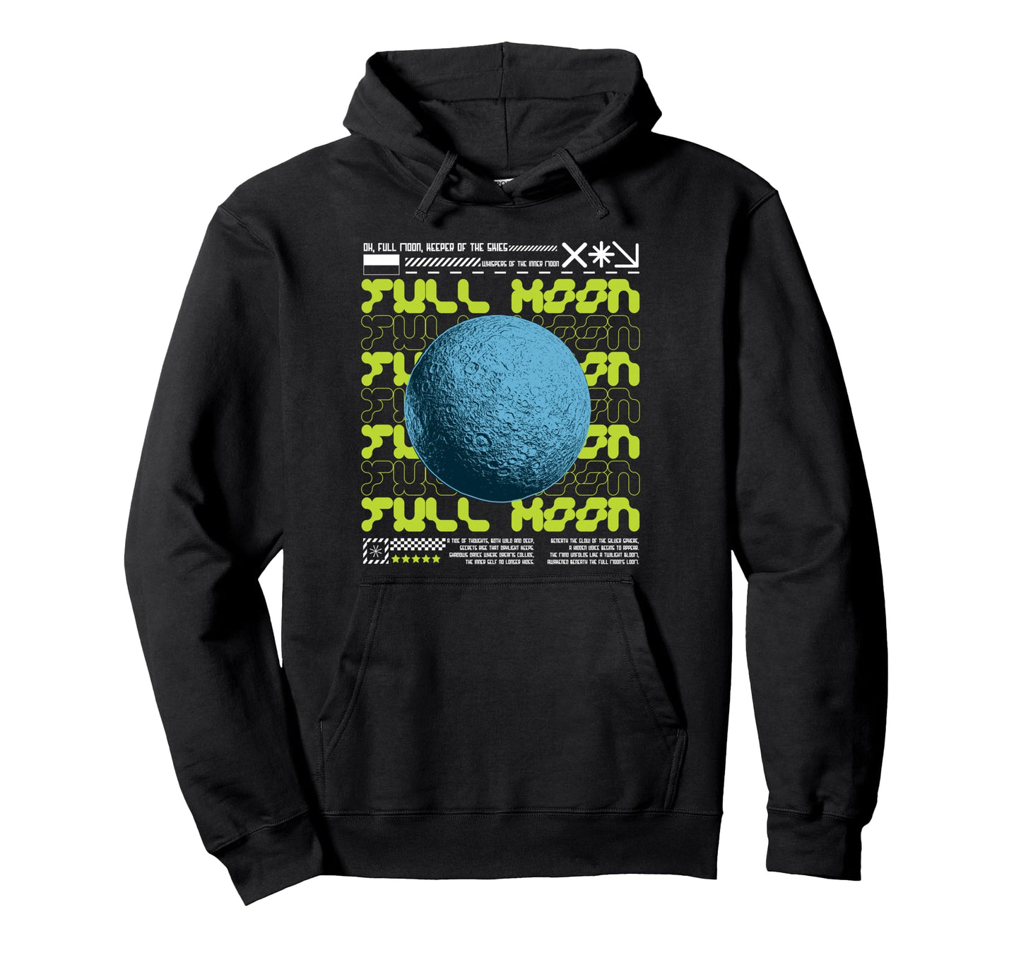 Y2K Full Moon Bold Urban Graffiti Hoodie - Unique Graphic for Adults - T-Shirt, Sweatshirt, Hoodie