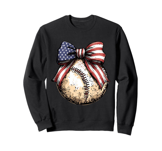 American Baseball Coquette Bow Sweatshirt - Aesthetic Graphic Unisex - T-Shirt, Sweatshirt, Hoodie