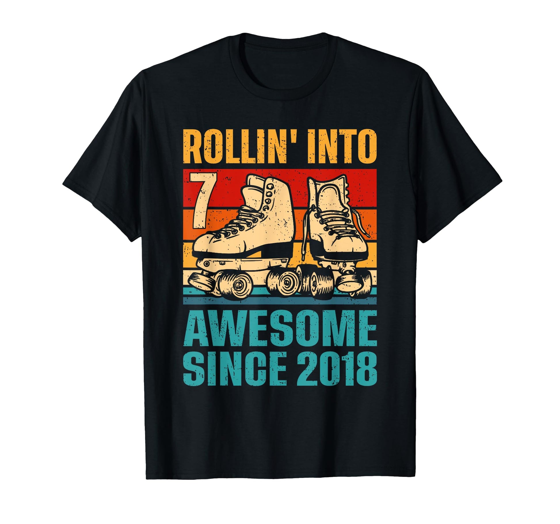 Rolling Into 7 Years Old Birthday Roller T-Shirt - Graphic Print Men Women - T-Shirt, Sweatshirt, Hoodie