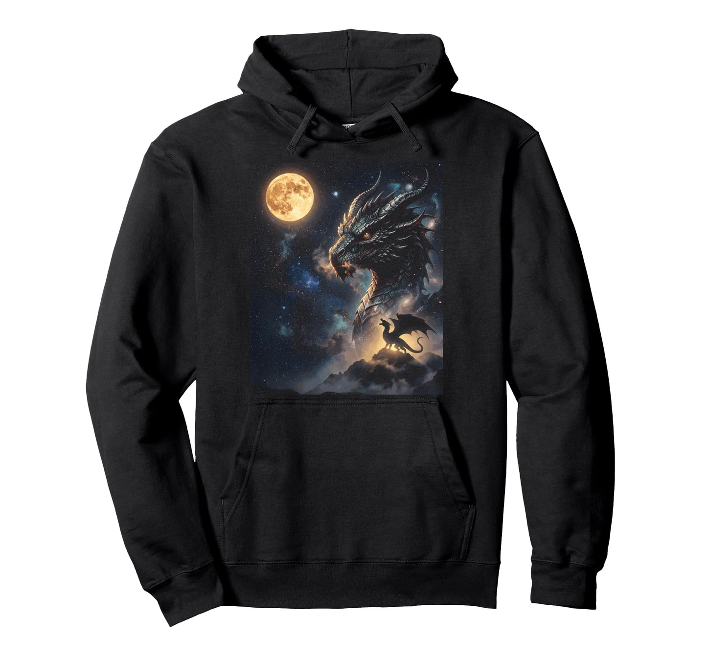 Dragon Art Celestial Moon Galaxy Fantasy Hoodie - Unique Graphic Men Women - T-Shirt, Sweatshirt, Hoodie