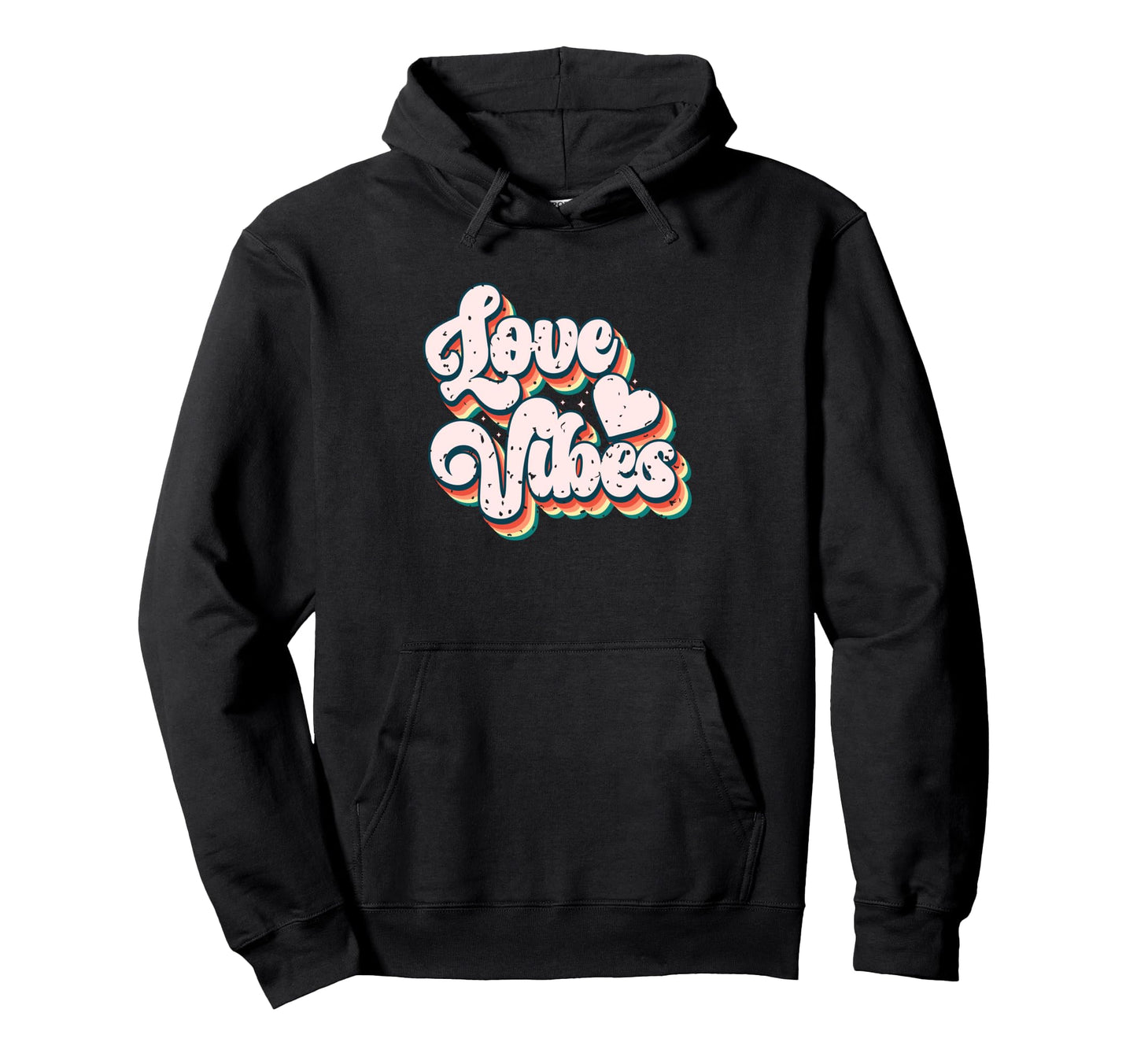 Love Vibes Heart Typography Art Hoodie - Unique Graphic Men Women - T-Shirt, Sweatshirt, Hoodie