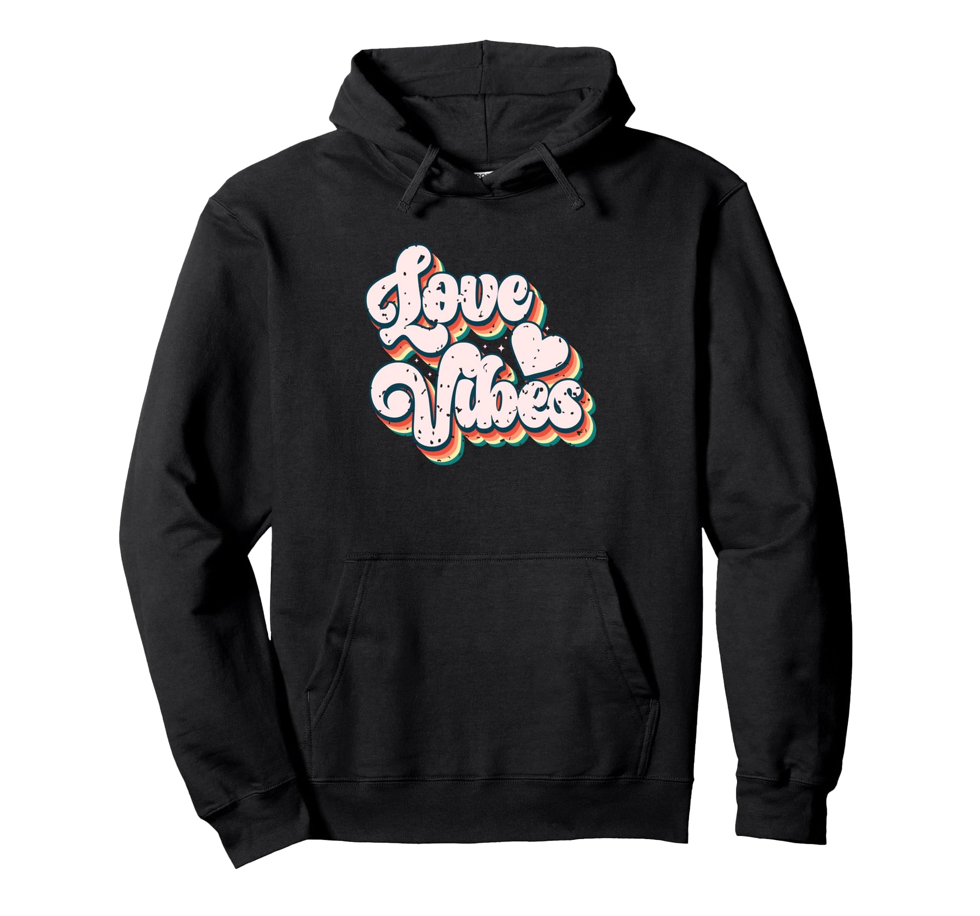 Love Vibes Heart Typography Art Hoodie - Unique Graphic Men Women - T-Shirt, Sweatshirt, Hoodie