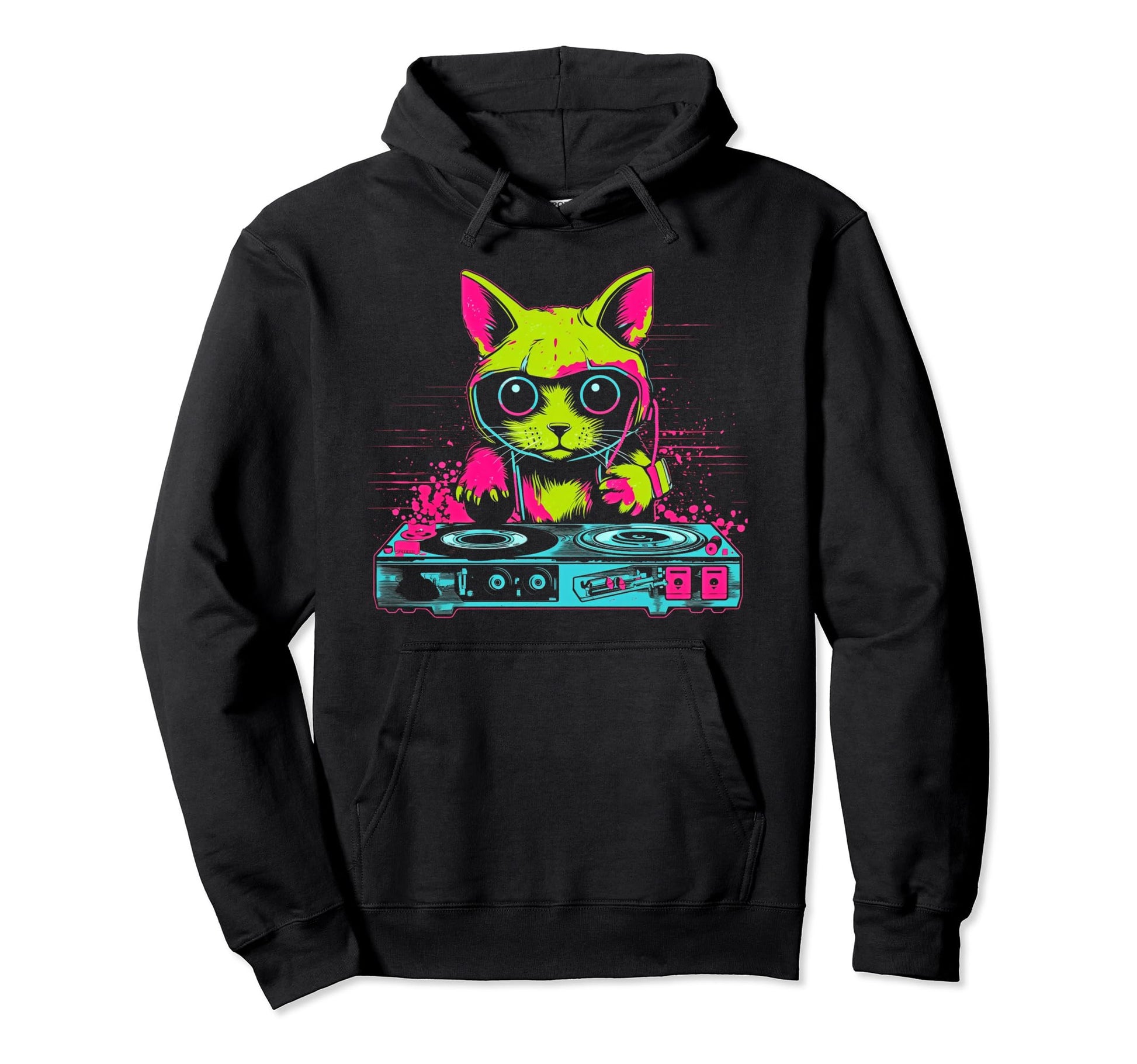 Kawaii Cat Dj Japanese Edm Y2K Hoodie - Trendy Graphic for Adults - T-Shirt, Sweatshirt, Hoodie