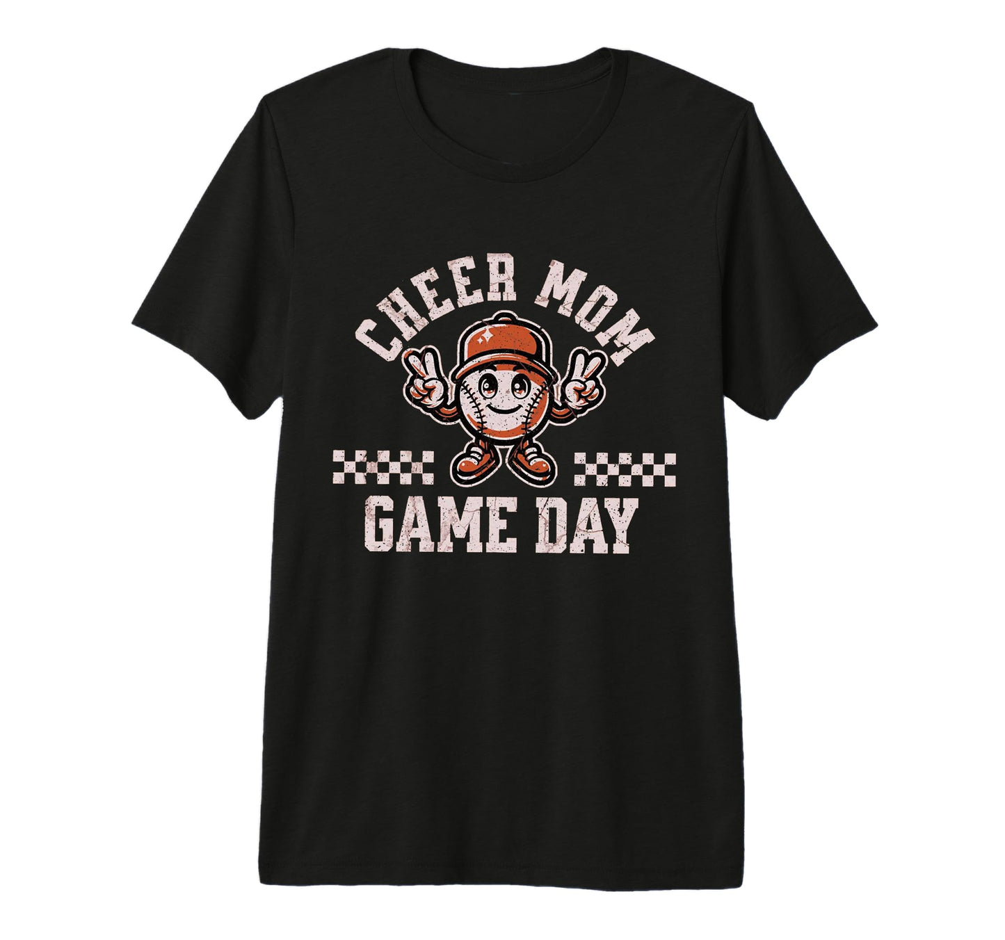 Checkered Cheer Mom Game Day Baseball T-Shirt - Streetwear Style Men Women - T-Shirt, Sweatshirt, Hoodie