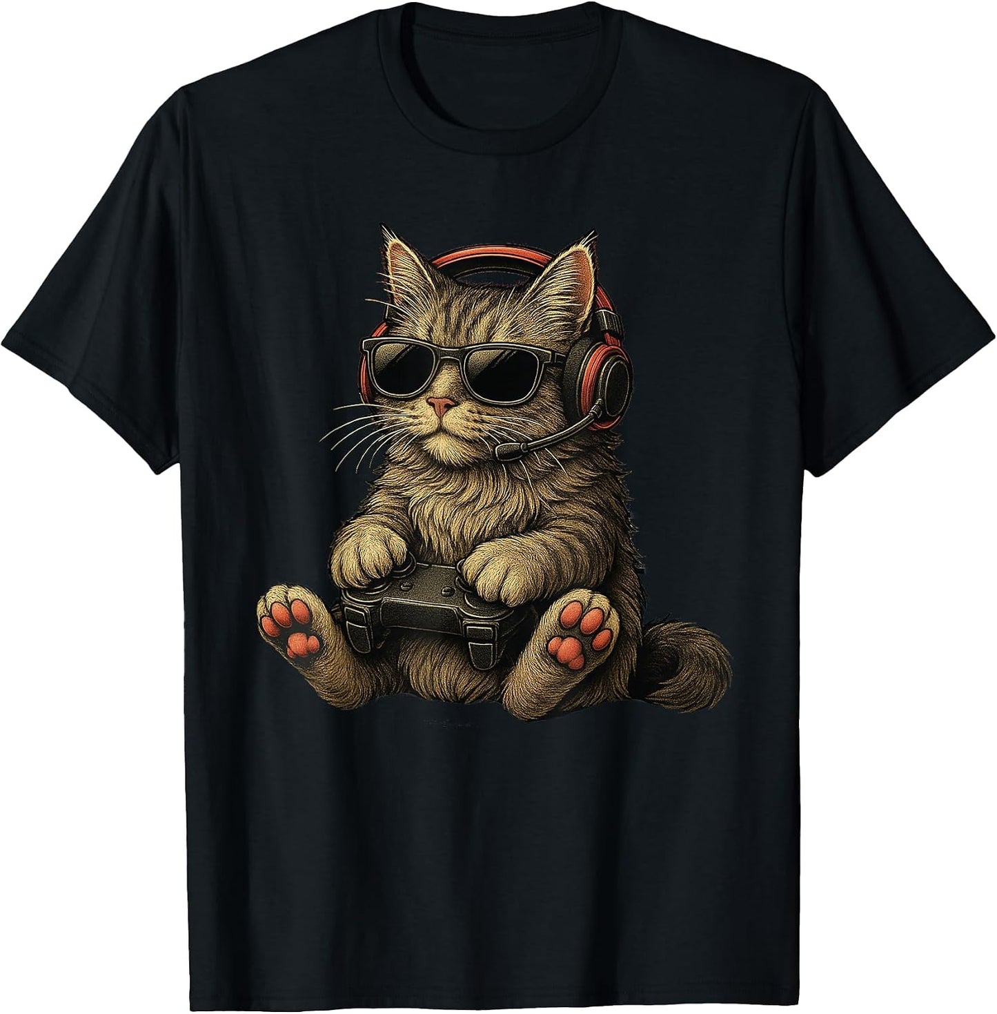 Kitten Cat Playing Video Games Vintage Funny Gaming - Adult & Kids T-Shirts, Sweatshirts & Hoodies apparel design preview 1
