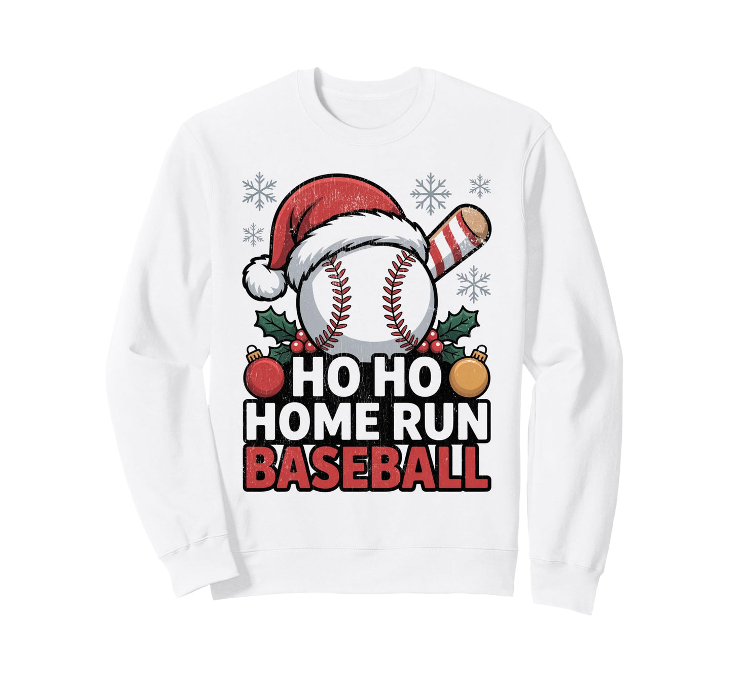 Ho Ho Home Run Funny Baseball Lover Sweatshirt - Minimalist Print Unisex - T-Shirt, Sweatshirt, Hoodie