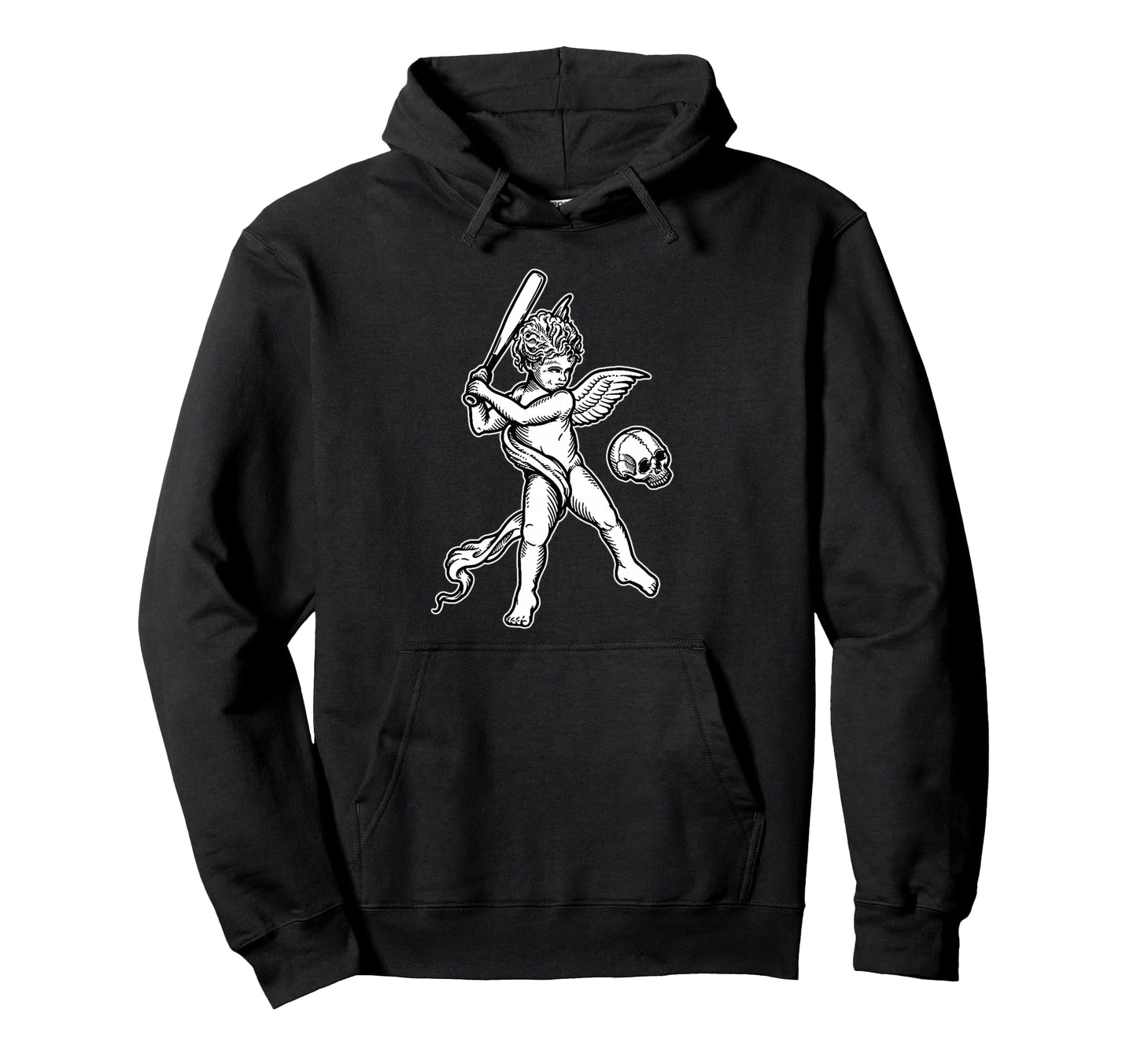 Angel Cherub Skull Baseball Hoodie - Minimalist Print for Adults - T-Shirt, Sweatshirt, Hoodie