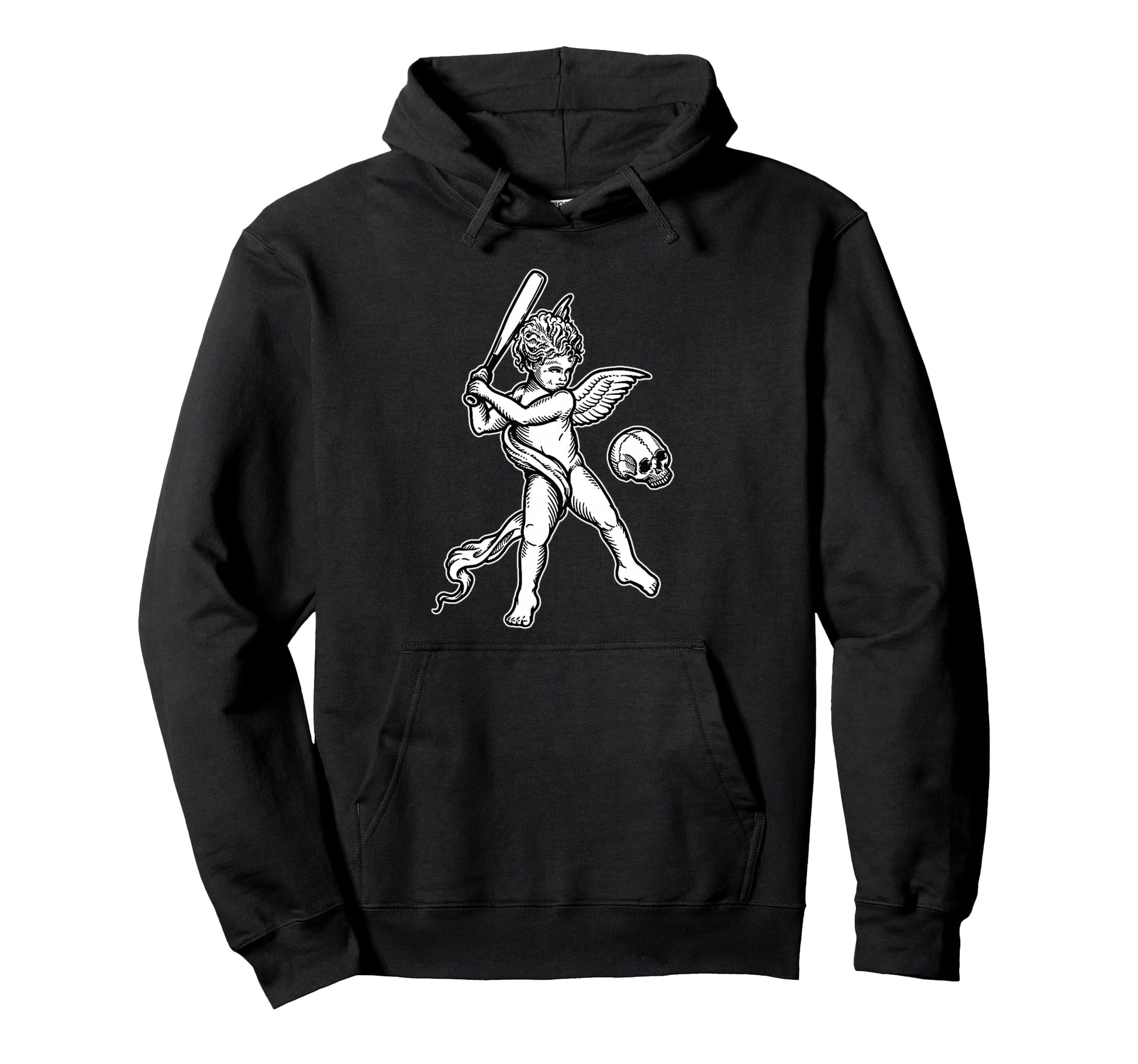 Angel Cherub Skull Baseball Hoodie - Minimalist Print for Adults - T-Shirt, Sweatshirt, Hoodie