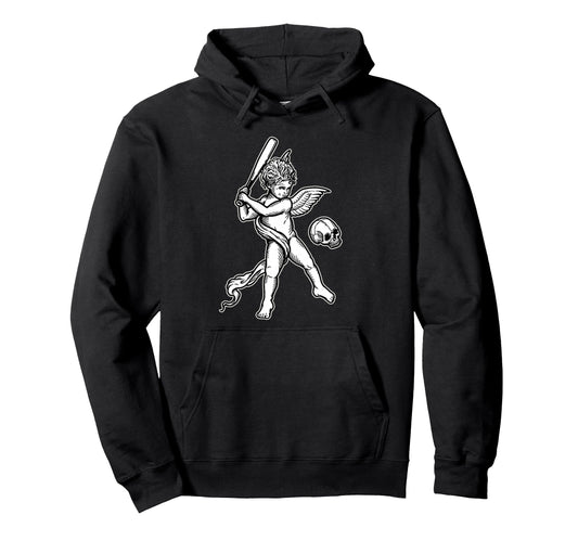 Angel Cherub Skull Baseball Hoodie - Minimalist Print for Adults - T-Shirt, Sweatshirt, Hoodie