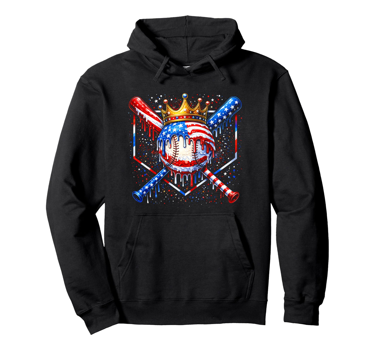 Dripping Baseball Drip 4Th July Ice Hoodie - Minimalist Print for Adults - T-Shirt, Sweatshirt, Hoodie