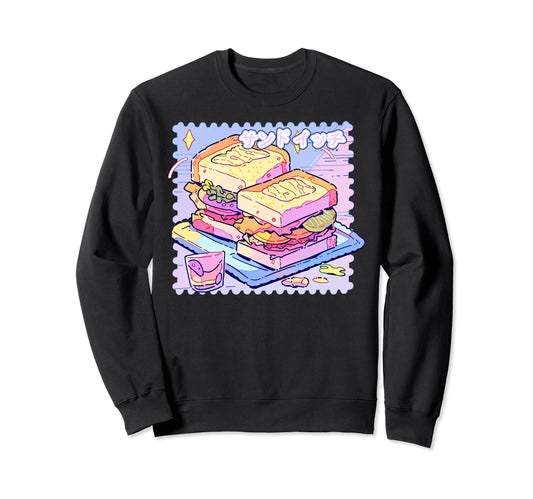 Anime Sandwich Y2K Pixel Art Sweatshirt - Aesthetic Graphic Men Women - T-Shirt, Sweatshirt, Hoodie