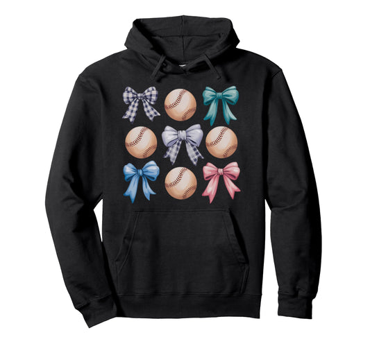 Baseball Coquette Bow Mom Sister Hoodie - Trendy Graphic Men Women - T-Shirt, Sweatshirt, Hoodie
