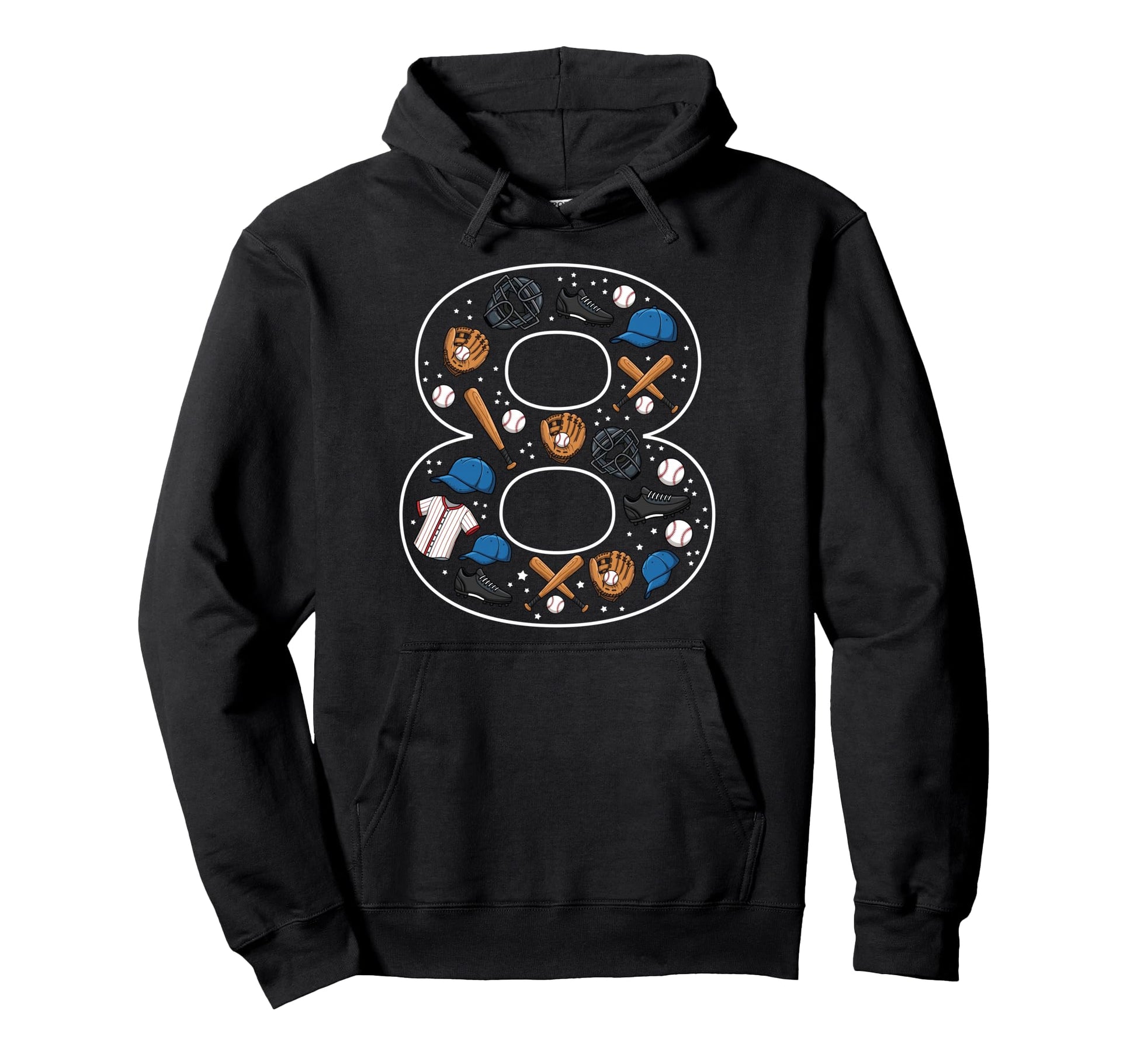 8Th Birthday 8 Year Old Baseball Hoodie - Custom Art Print for Adults - T-Shirt, Sweatshirt, Hoodie