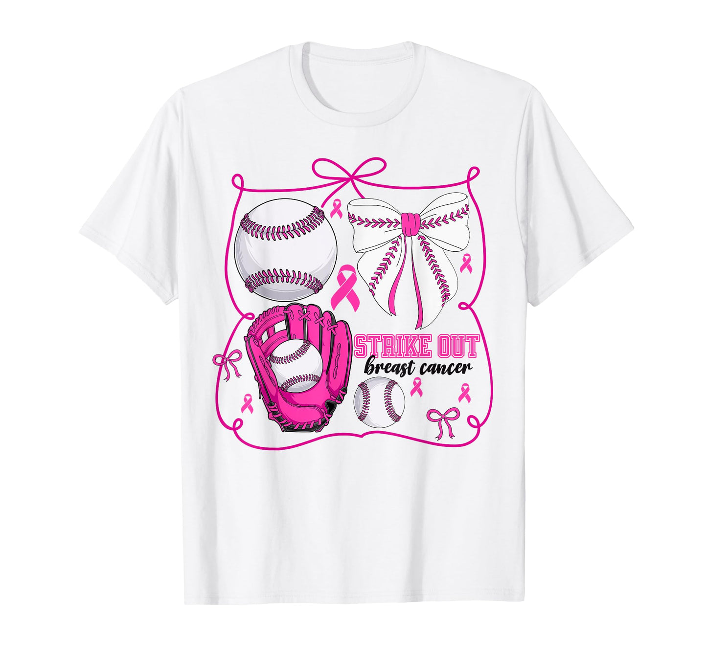 Strike Out Baseball Breast Cancer T-Shirt - Aesthetic Graphic Unisex - T-Shirt, Sweatshirt, Hoodie