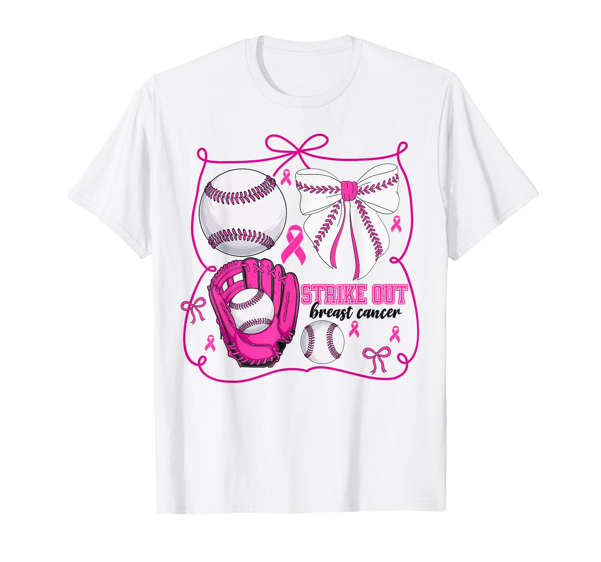 Strike Out Baseball Breast Cancer T-Shirt - Aesthetic Graphic Unisex - T-Shirt, Sweatshirt, Hoodie