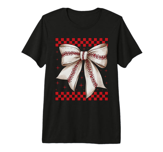 Baseball Bow Softball Gift Ribbon Hoodie - Casual Everyday Wear Unisex - T-Shirt, Sweatshirt, Hoodie