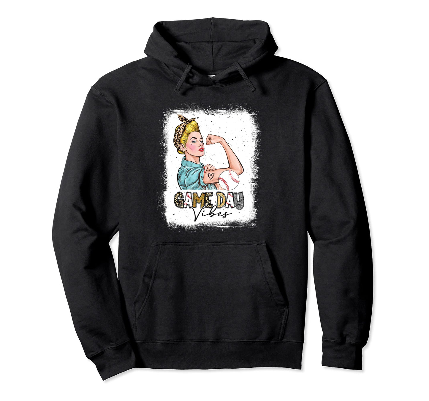 Bleached Baseball Game Day Vibes Baseball Hoodie - Trendy Graphic Unisex - T-Shirt, Sweatshirt, Hoodie