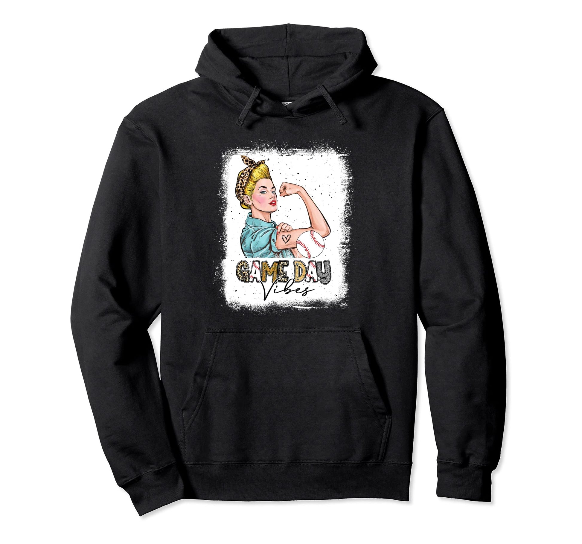 Bleached Baseball Game Day Vibes Baseball Hoodie - Trendy Graphic Unisex - T-Shirt, Sweatshirt, Hoodie