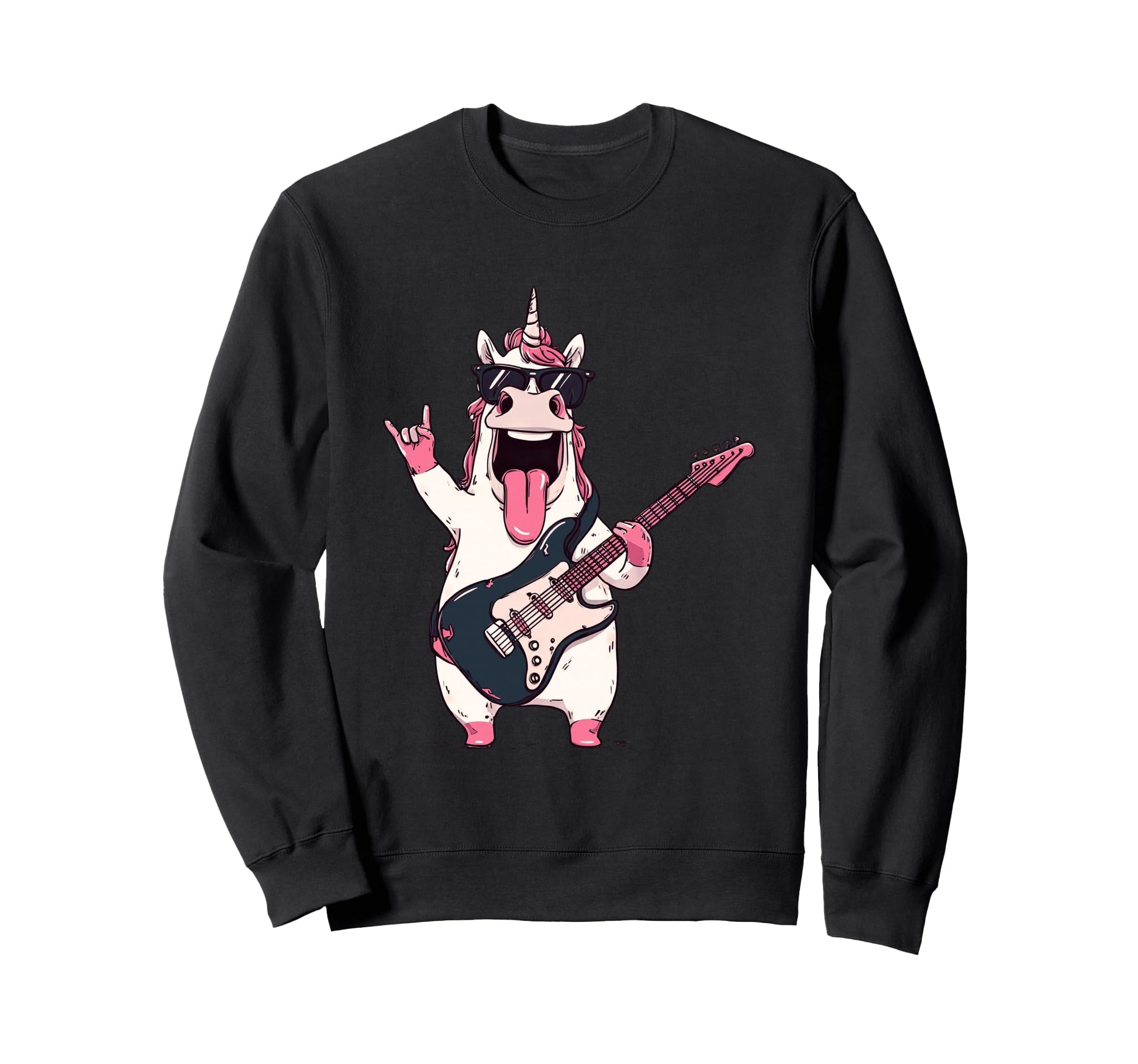 Rock Unicorn Guitarist Electric Sweatshirt - Fun Novelty Design for Adults - T-Shirt, Sweatshirt, Hoodie