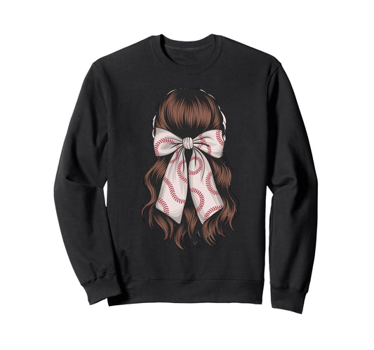 Baseball Coquette Bow Baseball Sweatshirt - Trendy Graphic for Adults - T-Shirt, Sweatshirt, Hoodie