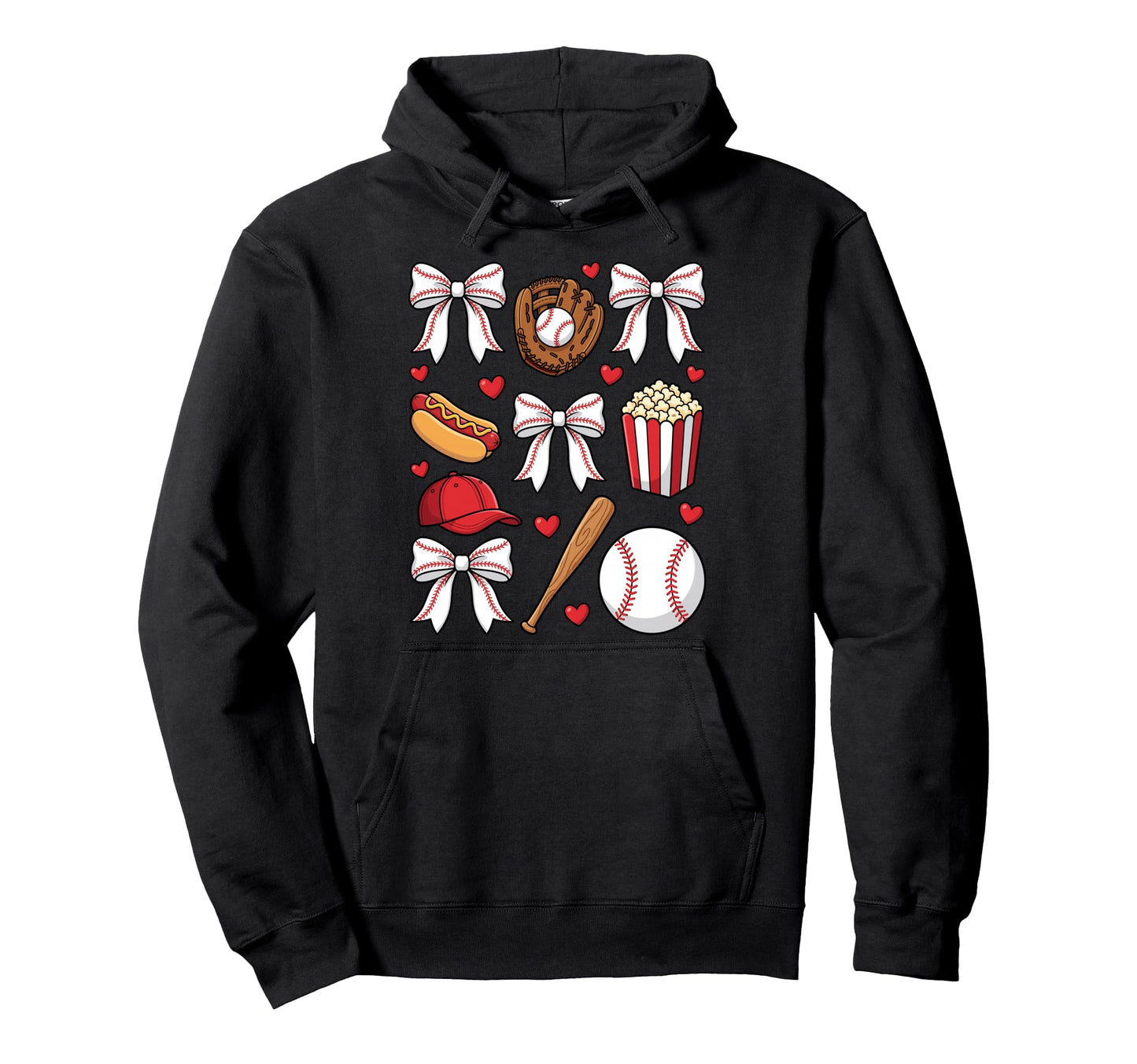 Baseball Coquette Bow Mom Mama Hoodie - Fun Novelty Design Unisex - T-Shirt, Sweatshirt, Hoodie