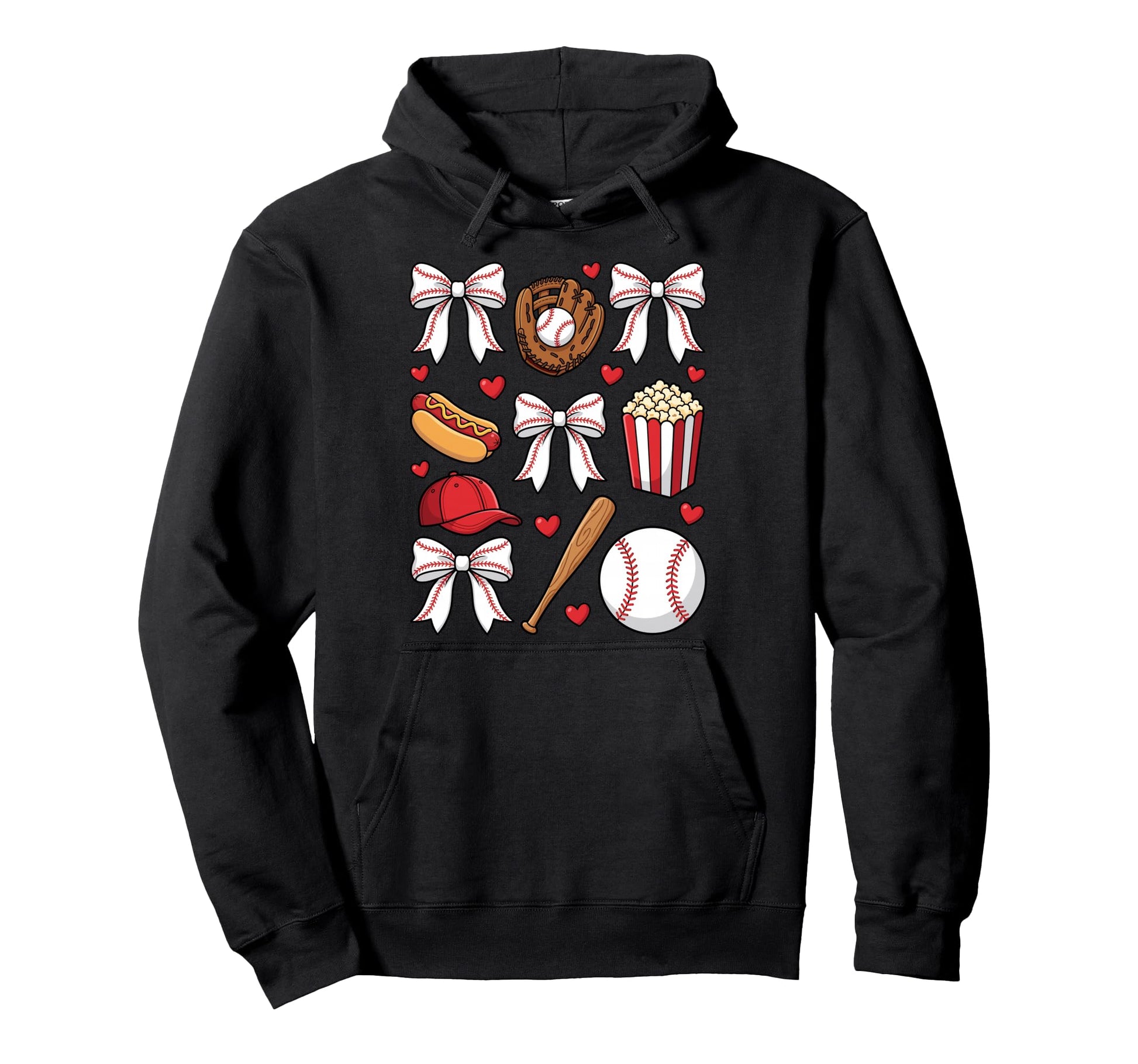 Baseball Coquette Bow Mom Mama Hoodie - Fun Novelty Design Unisex - T-Shirt, Sweatshirt, Hoodie