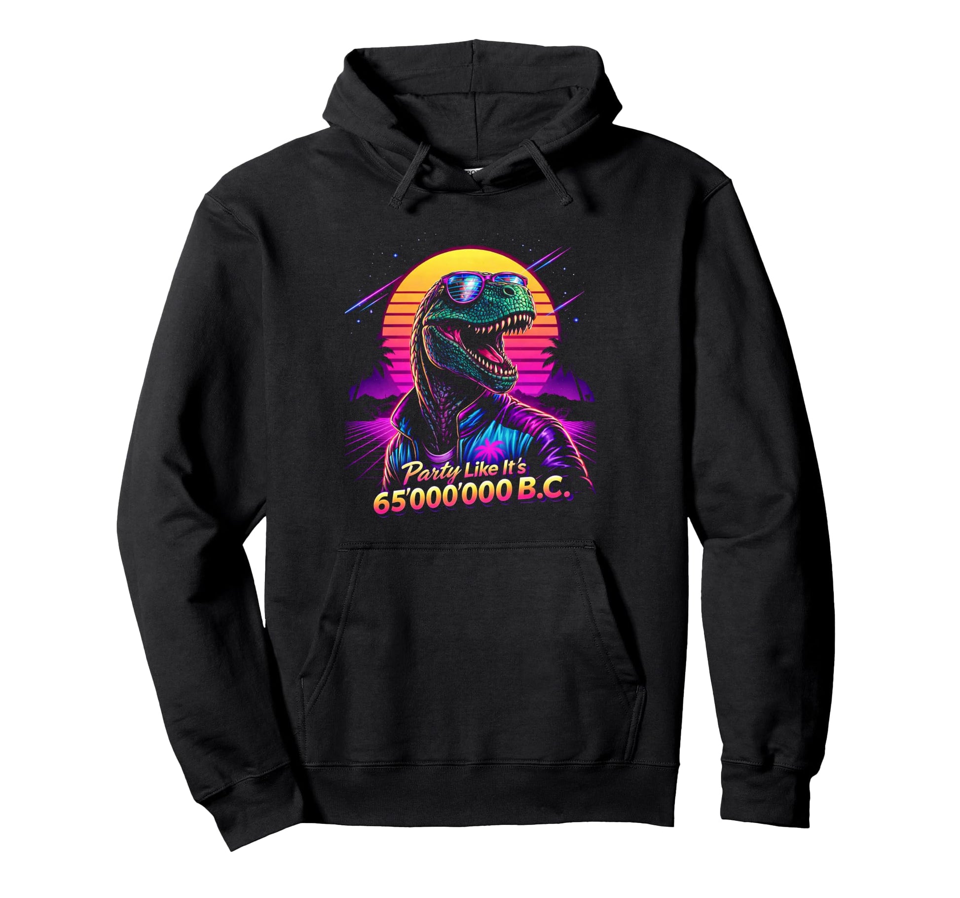 80S Synthwave T Rex Funny Hoodie - Casual Everyday Wear for Adults - T-Shirt, Sweatshirt, Hoodie