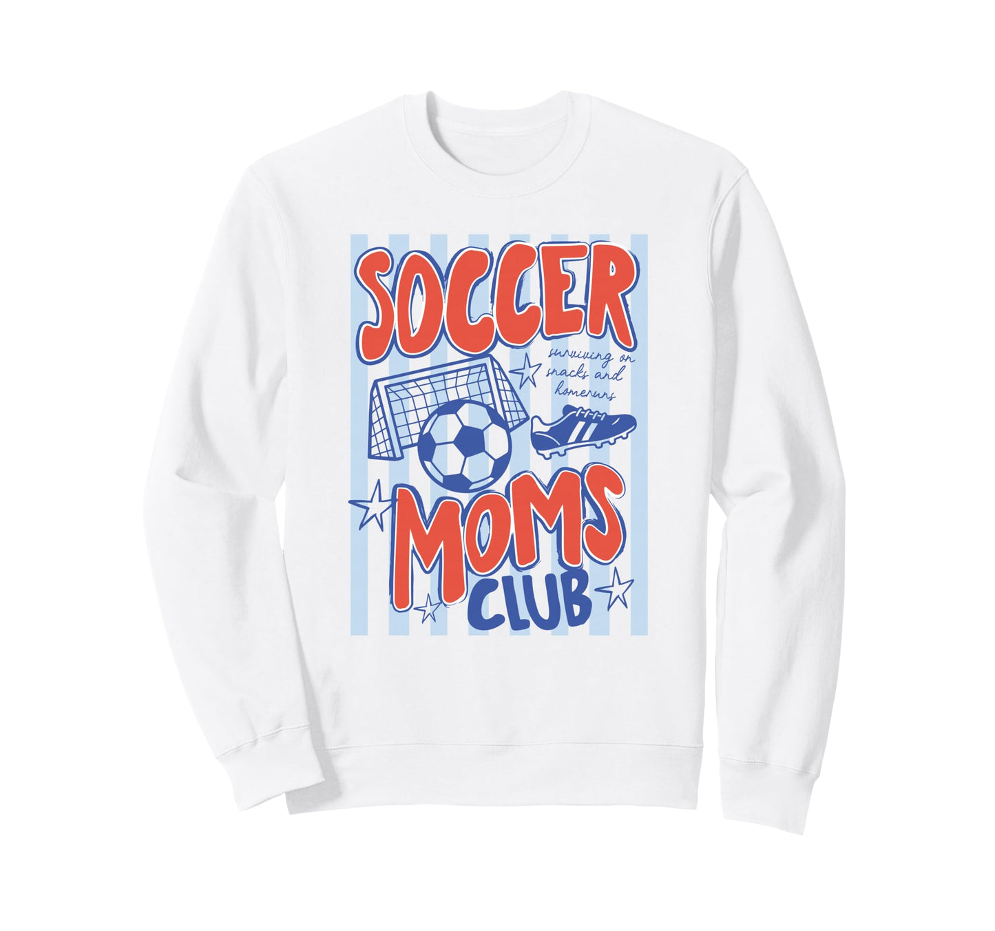 Striped Soccer Moms Club Surviving Sweatshirt - Minimalist Print Men Women - T-Shirt, Sweatshirt, Hoodie
