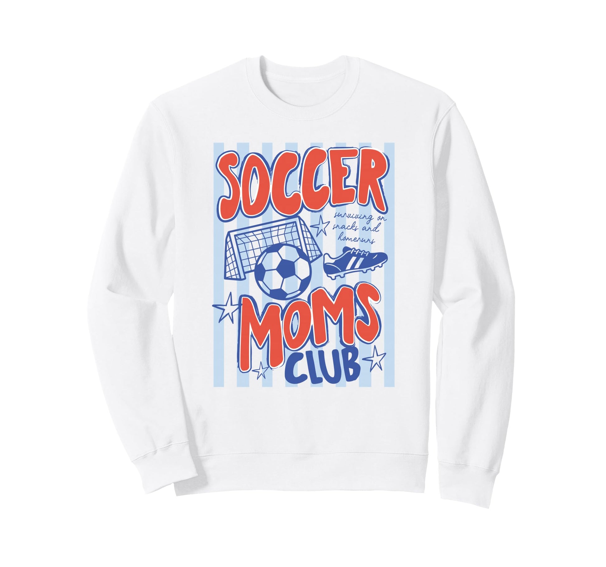 Striped Soccer Moms Club Surviving Sweatshirt - Minimalist Print Men Women - T-Shirt, Sweatshirt, Hoodie