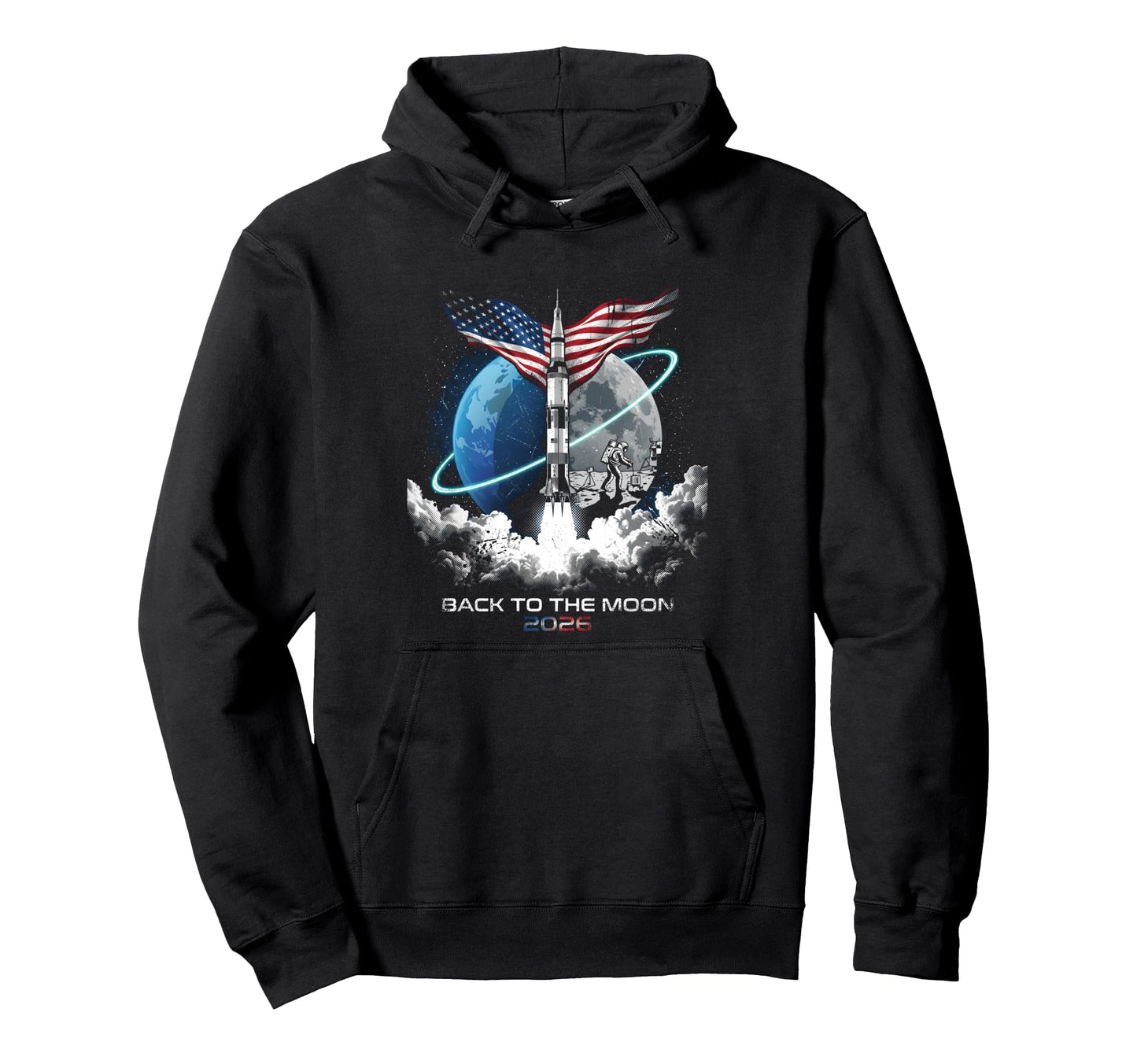 Back To Moon 2026 Funny Astronaut Space Hoodie - Graphic Print for Adults - T-Shirt, Sweatshirt, Hoodie
