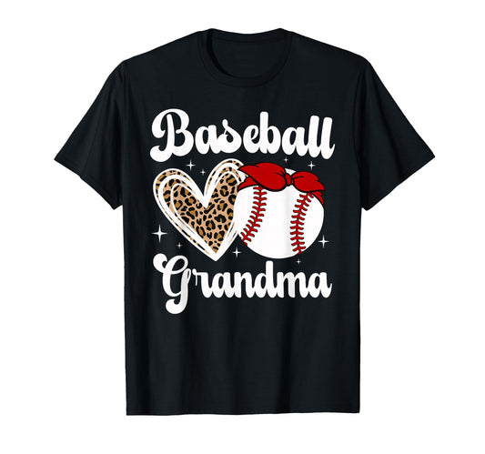 Baseball Grandma Leopard Baseball T-Shirt - Graphic Print for Adults - T-Shirt, Sweatshirt, Hoodie