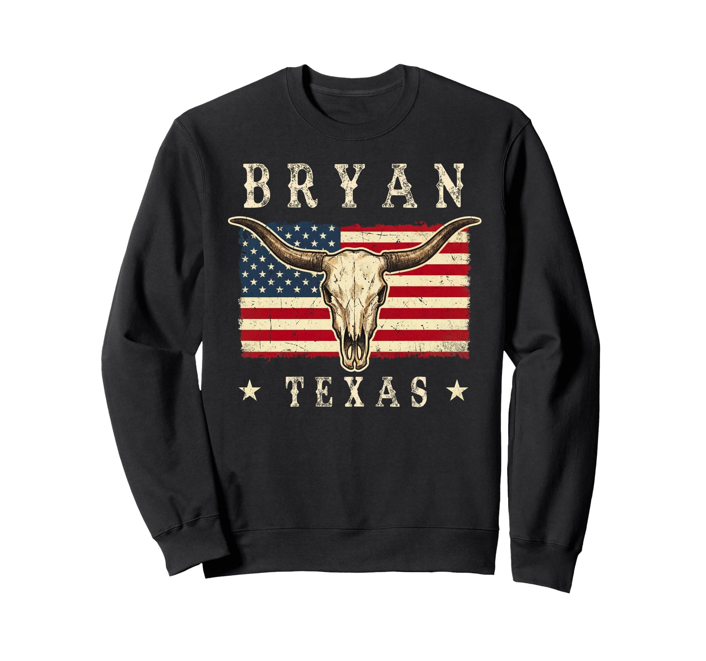 Bryan Texas Western Patriotic Skull Sweatshirt - Streetwear Style Men Women - T-Shirt, Sweatshirt, Hoodie