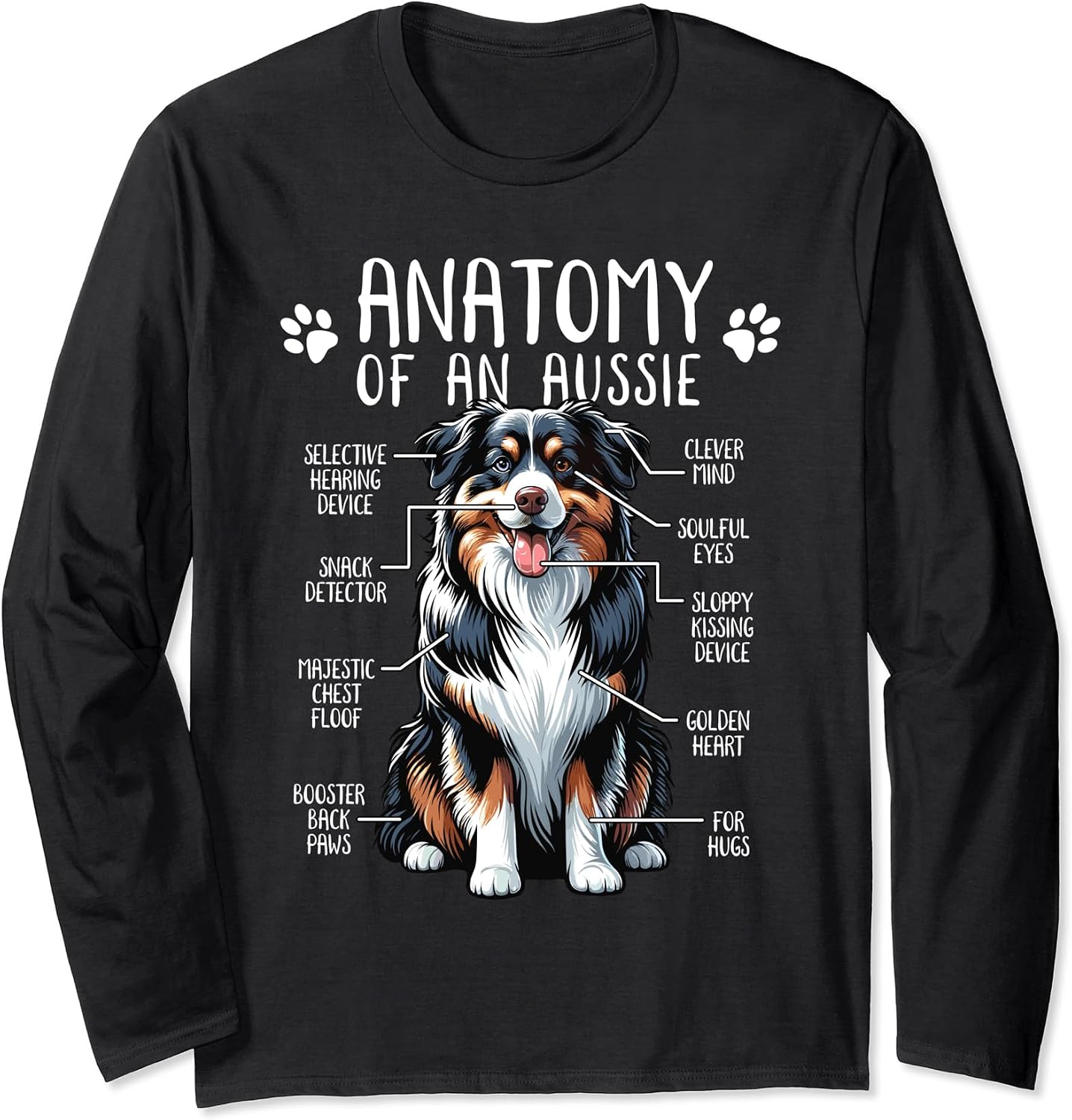 Funny Anatomy Australian Shepherd Dog Lover Aussie - Adult & Kids T-Shirts, Sweatshirts & Hoodies apparel design preview 1