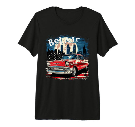1957 Bel Air Car Old School Hot Rod T-Shirt - Unique Graphic for Adults - T-Shirt, Sweatshirt, Hoodie
