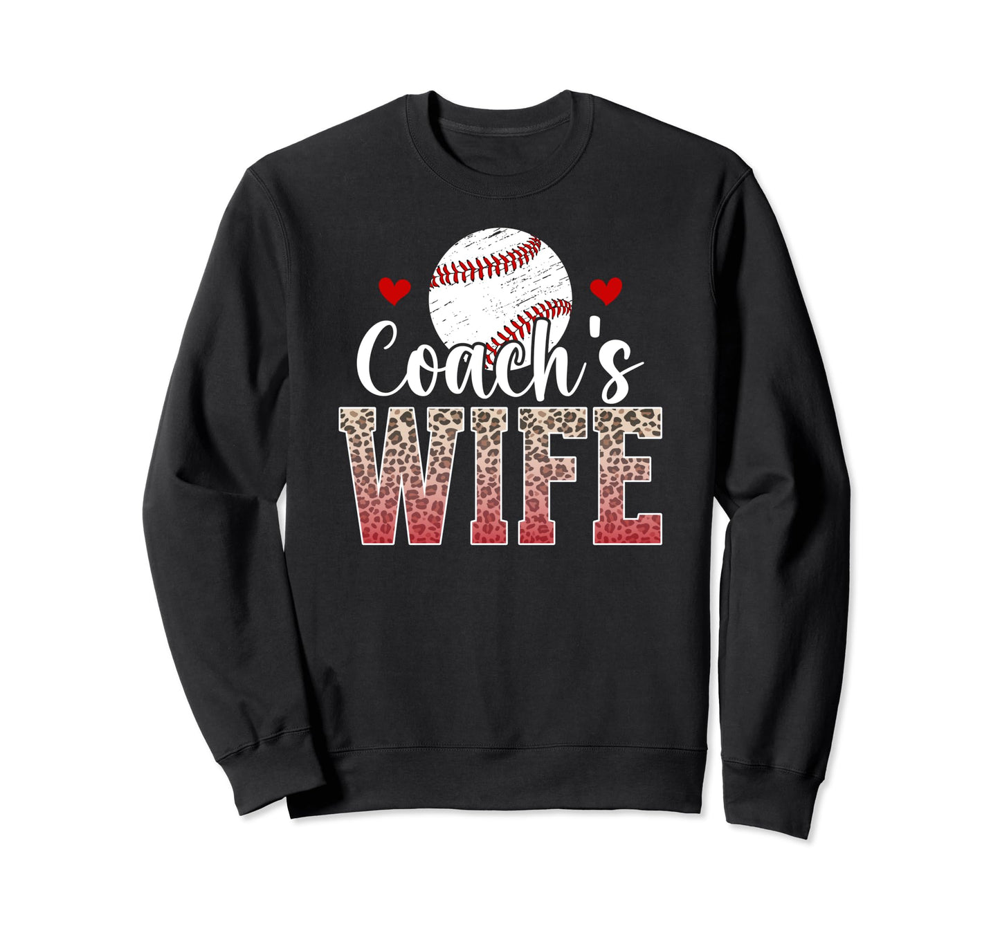 Baseball Coachs Wife Leopard Wife Sweatshirt - Minimalist Print Men Women - T-Shirt, Sweatshirt, Hoodie