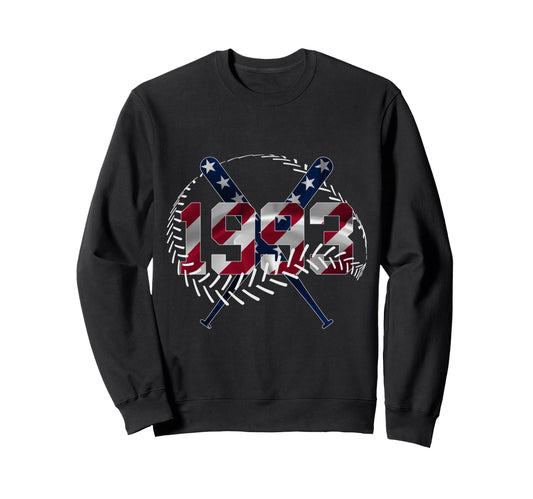 33Rd Birthday Baseball 1993 Sweatshirt - Fun Novelty Design for Adults - T-Shirt, Sweatshirt, Hoodie