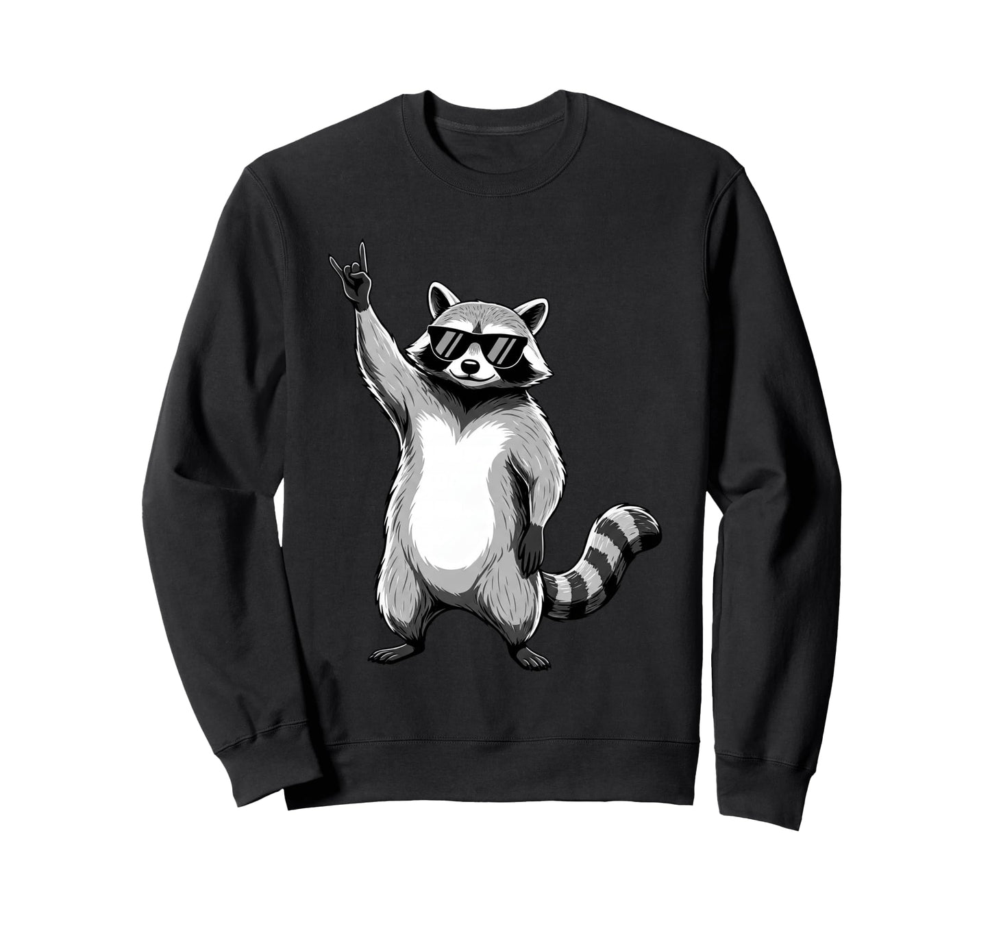 Raccoon Rocking Out Music Gift Sweatshirt - Graphic Print for Adults - T-Shirt, Sweatshirt, Hoodie