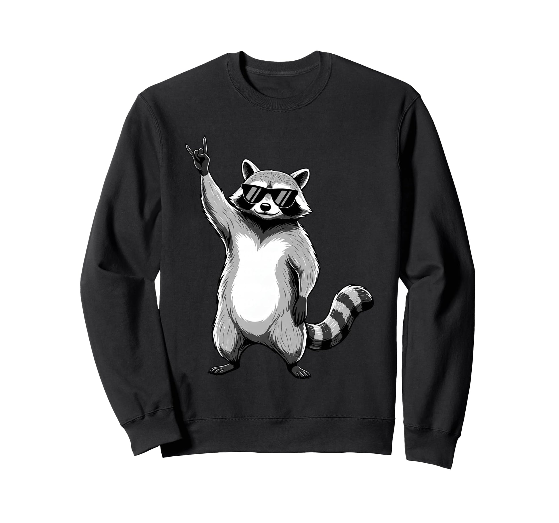 Raccoon Rocking Out Music Gift Sweatshirt - Graphic Print for Adults - T-Shirt, Sweatshirt, Hoodie