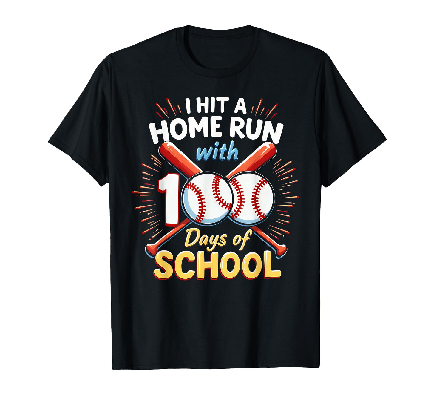 Hit Home Run 100 Days School Baseball T-Shirt - Aesthetic Graphic Unisex - T-Shirt, Sweatshirt, Hoodie