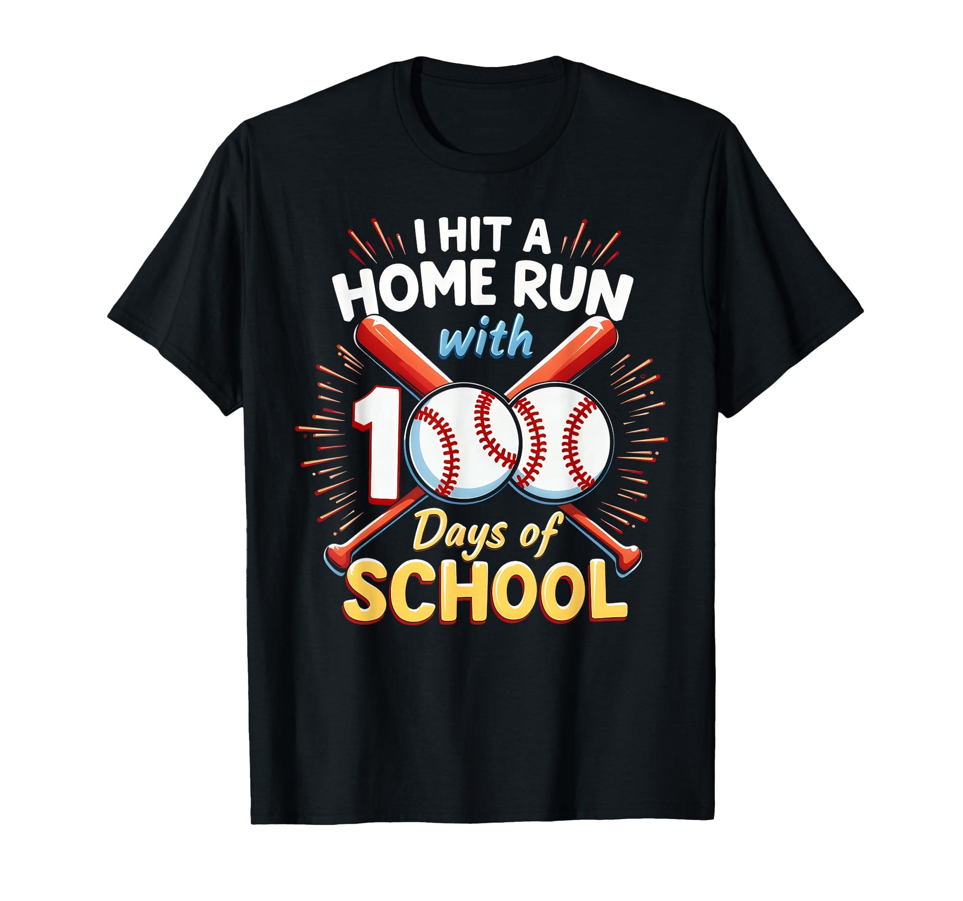 Hit Home Run 100 Days School Baseball T-Shirt - Aesthetic Graphic Unisex - T-Shirt, Sweatshirt, Hoodie
