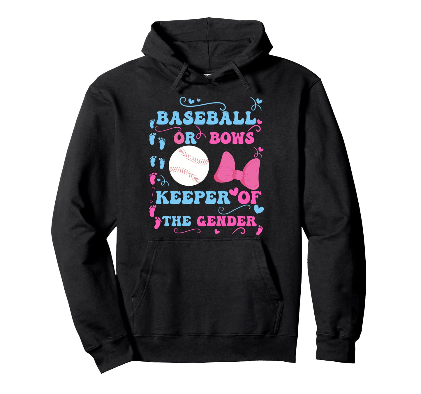 Baseball Or Bows Funny Keeper Gender Hoodie - Minimalist Print for Adults - T-Shirt, Sweatshirt, Hoodie