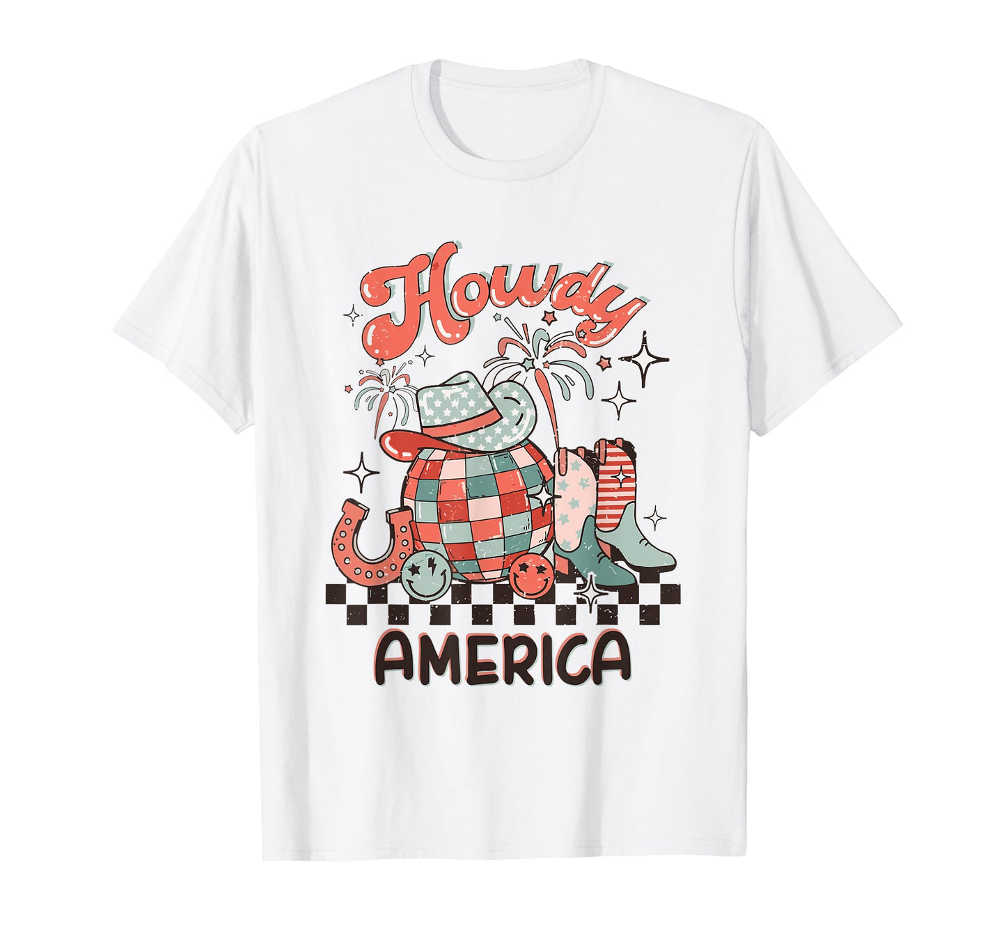 Howdy 4Th July Western Patriotic America T-Shirt - Novelty Apparel Unisex - T-Shirt, Sweatshirt, Hoodie