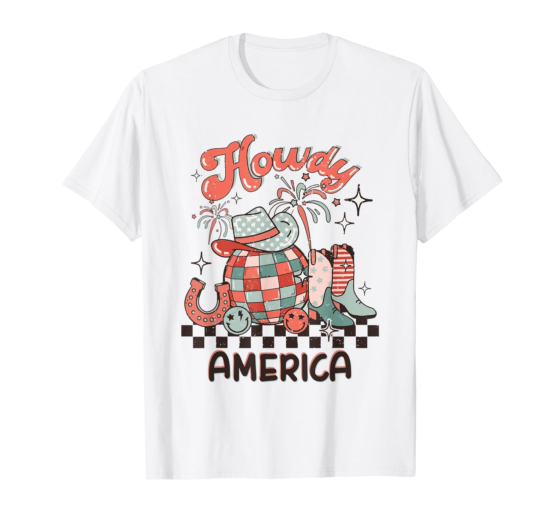 Howdy 4Th July Western Patriotic America T-Shirt - Novelty Apparel Unisex - T-Shirt, Sweatshirt, Hoodie