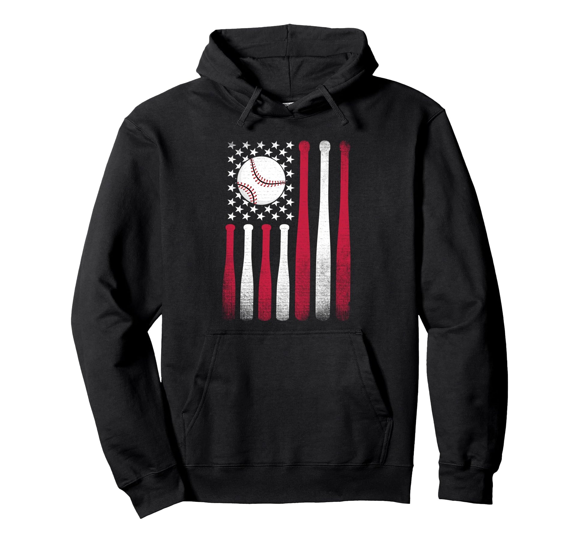 Distressed Red Baseball Bats And Ball Hoodie - Novelty Apparel Unisex - T-Shirt, Sweatshirt, Hoodie