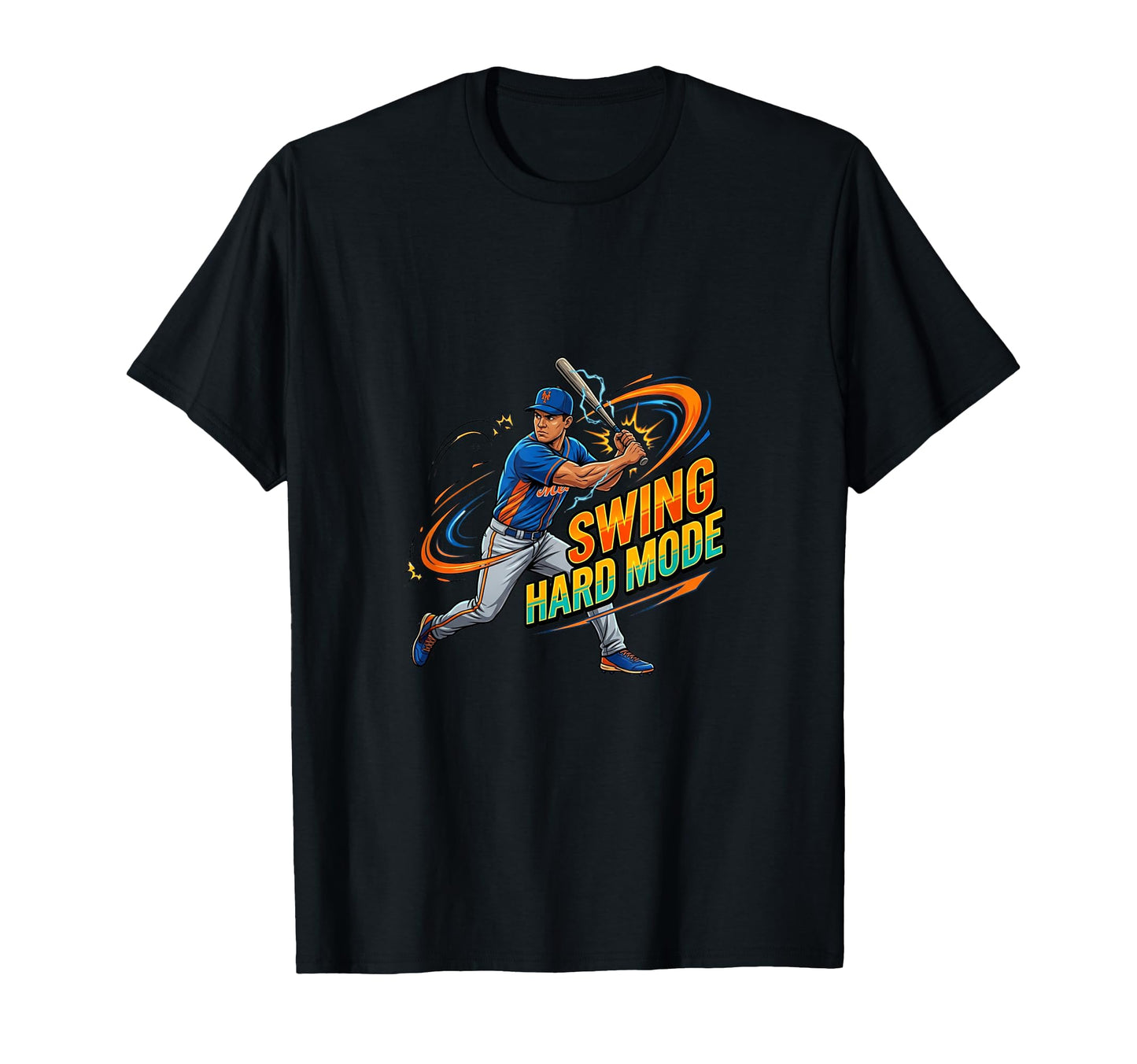 Swing Hard Mode Baseball Power Action T-Shirt - Trendy Graphic for Adults - T-Shirt, Sweatshirt, Hoodie