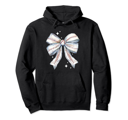Baseball Coquette Bow Baseball Mom Bow Hoodie - Trendy Graphic Men Women - T-Shirt, Sweatshirt, Hoodie