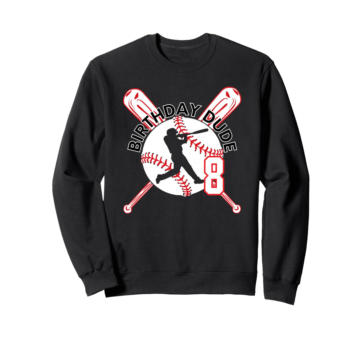 8 Year Old Baseball Guy 8Th Birthday Sweatshirt - Unique Graphic for Adults - T-Shirt, Sweatshirt, Hoodie